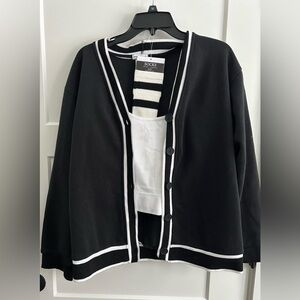 cardigan & white crop tank & socks set Juniors size M